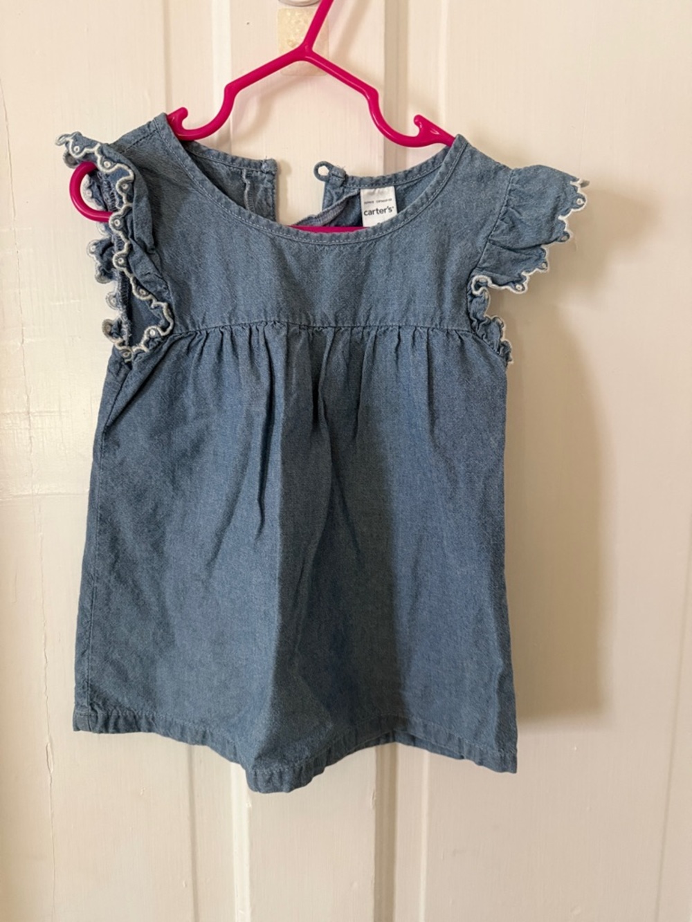 Carter's Light Blue Denim Ruffle Sleeve Toddler Dress